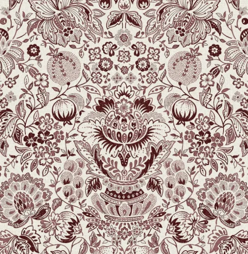 A-Street Prints Haberdashery Blanche Floral Damask Wallpaper - Plum