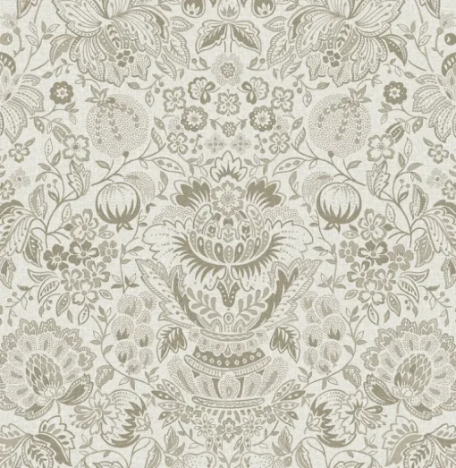A-Street Prints Haberdashery Blanche Floral Damask Wallpaper - Neutral