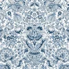 A-Street Prints Haberdashery Blanche Floral Damask Wallpaper - Blue