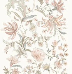 A-Street Prints Haberdashery Teonna Floral Wallpaper - Light Pink
