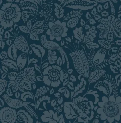 A-Street Prints Haberdashery Marta Floral Wallpaper - Navy