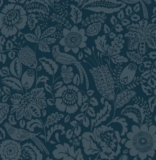 A-Street Prints Haberdashery Marta Floral Wallpaper - Navy