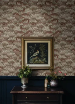 A-Street Prints Haberdashery Octavia Marbled Ink Wallpaper - Ruby