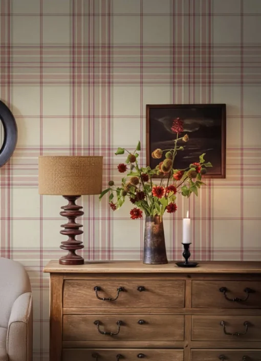 A-Street Prints Haberdashery Westley Plaid Wallpaper - Magenta