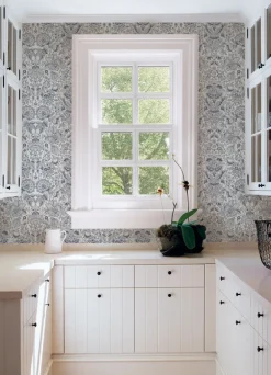 A-Street Prints Haberdashery Blanche Floral Damask Wallpaper - Blue
