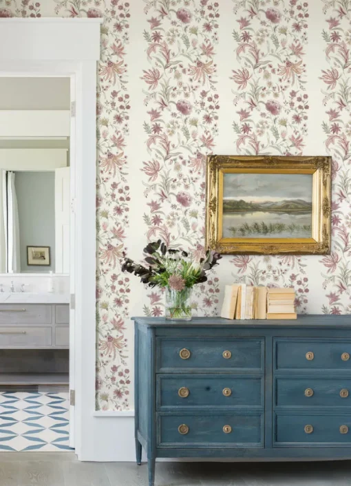 A-Street Prints Haberdashery Teonna Floral Wallpaper - Raspberry