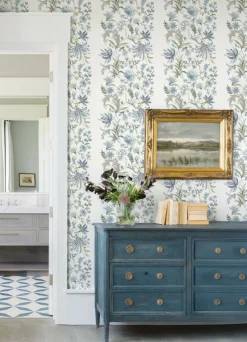A-Street Prints Haberdashery Teonna Floral Wallpaper - Blue