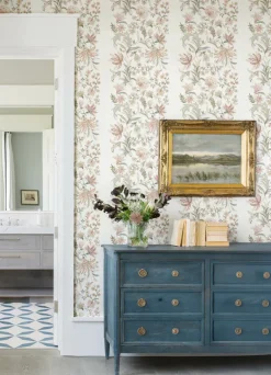A-Street Prints Haberdashery Teonna Floral Wallpaper - Light Pink