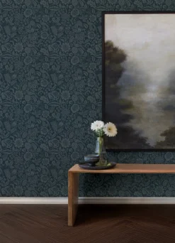 A-Street Prints Haberdashery Marta Floral Wallpaper - Navy