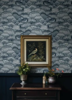 A-Street Prints Haberdashery Octavia Marbled Ink Wallpaper - Blue