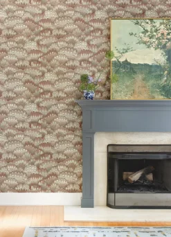 A-Street Prints Haberdashery Octavia Marbled Ink Wallpaper - Ruby