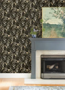 A-Street Prints Haberdashery Linden Jungle Wallpaper - Black