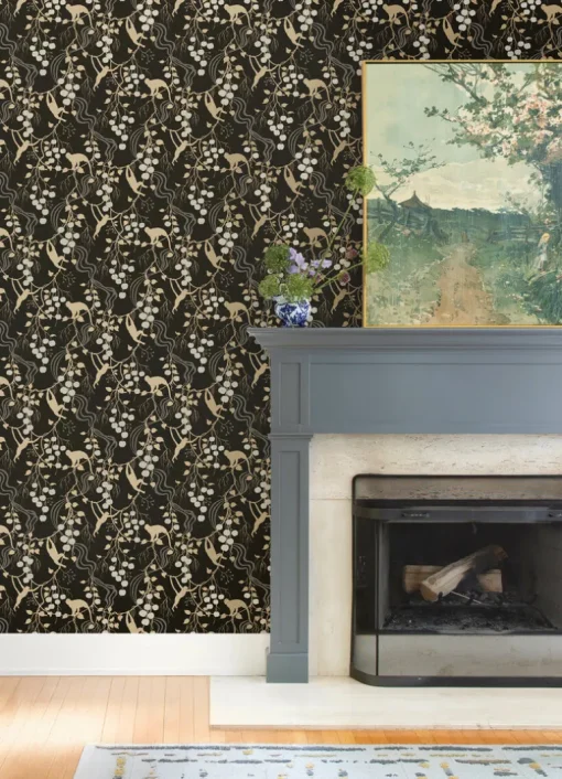 A-Street Prints Haberdashery Linden Jungle Wallpaper - Black