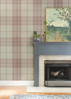 A-Street Prints Haberdashery Westley Plaid Wallpaper - Magenta