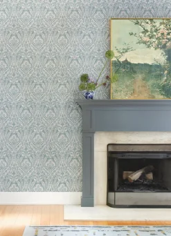 A-Street Prints Haberdashery Berkshire Damask Wallpaper - Denim
