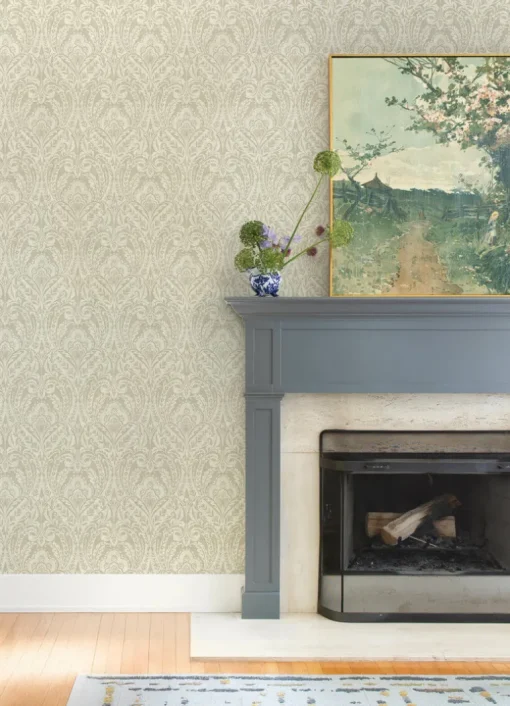 A-Street Prints Haberdashery Berkshire Damask Wallpaper - Beige