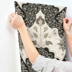 A-Street Prints Haberdashery Auden Grandeur Wallpaper - Black
