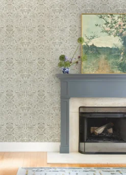 A-Street Prints Haberdashery Blanche Floral Damask Wallpaper - Neutral