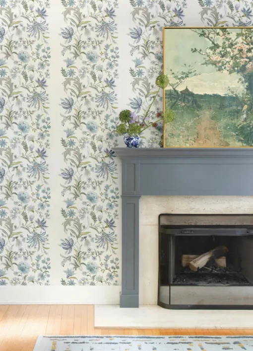 A-Street Prints Haberdashery Teonna Floral Wallpaper - Blue