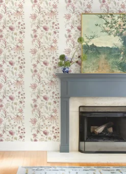 A-Street Prints Haberdashery Teonna Floral Wallpaper - Light Pink