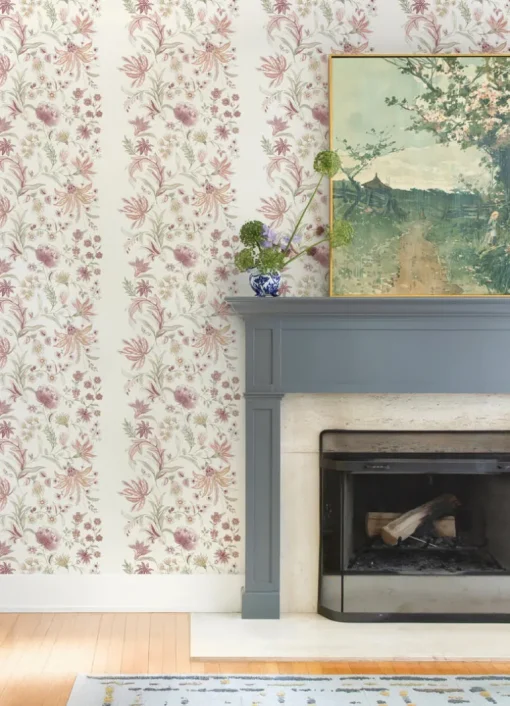 A-Street Prints Haberdashery Teonna Floral Wallpaper - Light Pink
