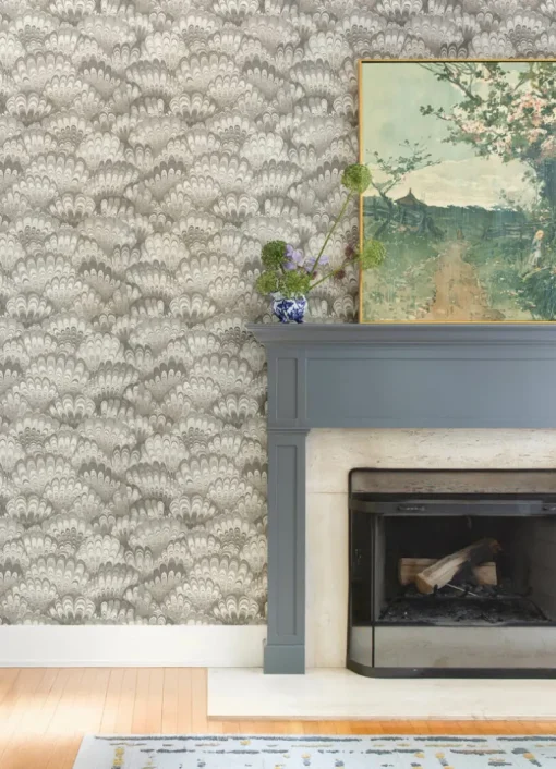 A-Street Prints Haberdashery Octavia Marbled Ink Wallpaper - Neutral
