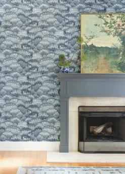 A-Street Prints Haberdashery Octavia Marbled Ink Wallpaper - Blue