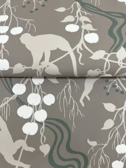 A-Street Prints Haberdashery Linden Jungle Wallpaper - Stone