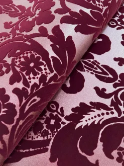 A-Street Prints Haberdashery Shadow Flocked Damask Wallpaper - Merlot