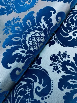 A-Street Prints Haberdashery Shadow Flocked Damask Wallpaper - Blue