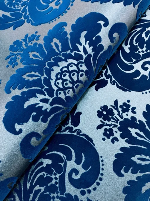 A-Street Prints Haberdashery Shadow Flocked Damask Wallpaper - Blue
