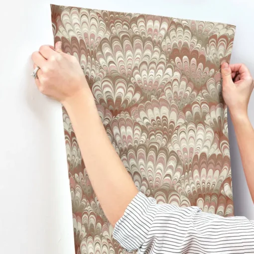 A-Street Prints Haberdashery Octavia Marbled Ink Wallpaper - Ruby