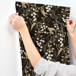 A-Street Prints Haberdashery Linden Jungle Wallpaper - Black