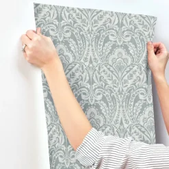 A-Street Prints Haberdashery Berkshire Damask Wallpaper - Denim