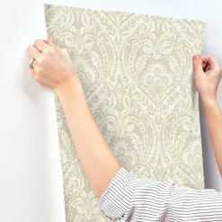 A-Street Prints Haberdashery Berkshire Damask Wallpaper - Beige