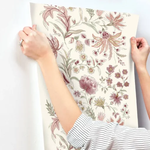 A-Street Prints Haberdashery Teonna Floral Wallpaper - Raspberry