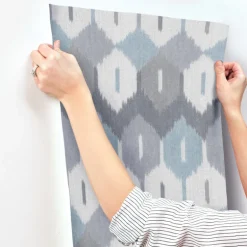 A-Street Prints Haberdashery Abilene Ikat Wallpaper - Denim