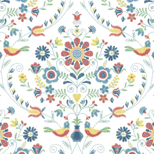A-Street Prints Hannah Britt Damask Wallpaper - Multicolor