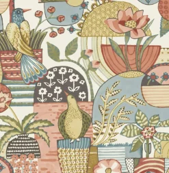 A-Street Prints Hannah Fika Blissful Birds & Blooms Wallpaper - Mustard