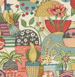 A-Street Prints Hannah Fika Blissful Birds & Blooms Wallpaper - Plum