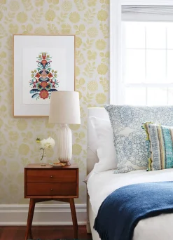 A-Street Prints Hannah Inge Floral Print Wallpaper - Yellow