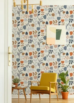 A-Street Prints Hannah Juni Abstract Tulips Wallpaper - Orange
