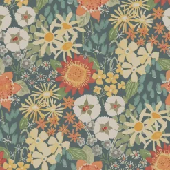 A-Street Prints Hannah Karina Wildflower Garden Wallpaper - Teal