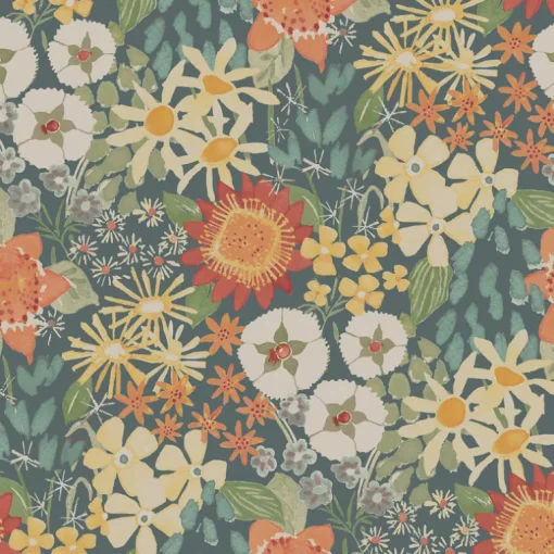 A-Street Prints Hannah Karina Wildflower Garden Wallpaper - Teal