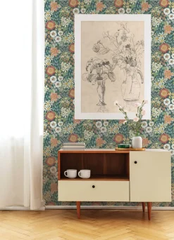 A-Street Prints Hannah Karina Wildflower Garden Wallpaper - Teal