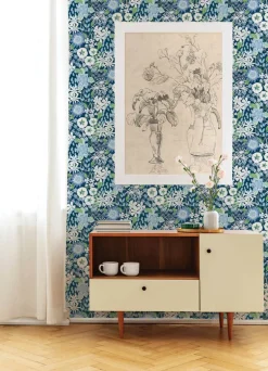 A-Street Prints Hannah Karina Wildflower Garden Wallpaper - Blue