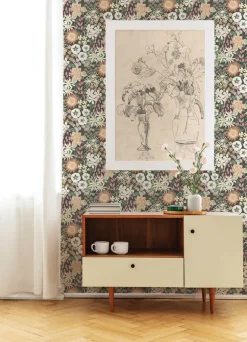 A-Street Prints Hannah Karina Wildflower Garden Wallpaper - Rasberry