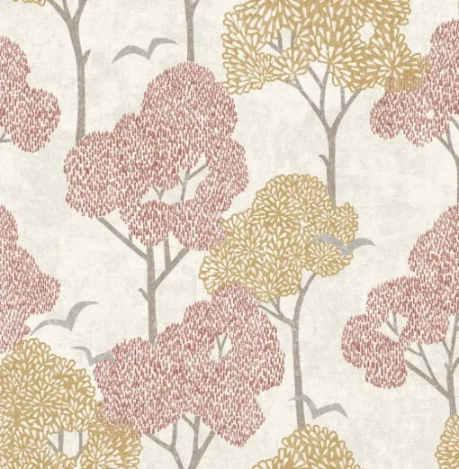 A-Street Prints Hannah Lykke Textured Tree Wallpaper - Coral