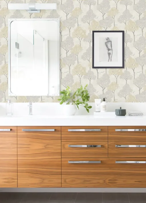 A-Street Prints Hannah Lykke Textured Tree Wallpaper - Neutral