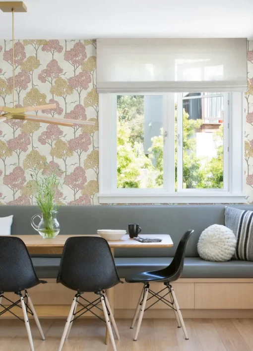 A-Street Prints Hannah Lykke Textured Tree Wallpaper - Coral